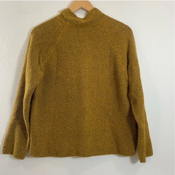 Eileen Fisher Tweedy Funnel-Neck Sweater Mustard Gold - Picture 6 of 7